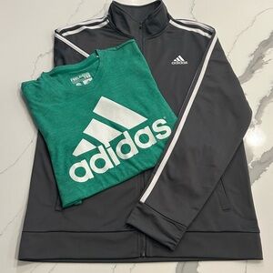 Adidas Boys' Zip Front Iconic Tricot Jacket and Men’s t-shirt